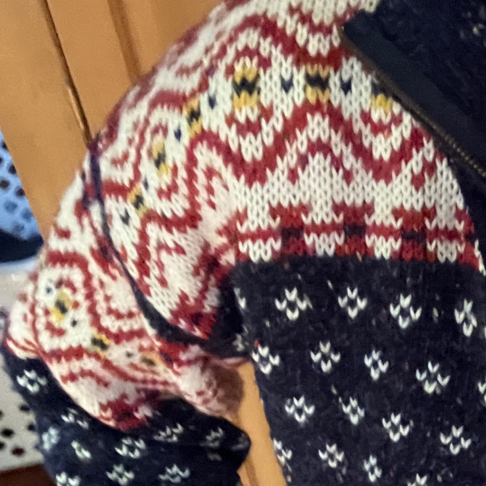 Vintage Marsh Landing Wool Blend Fair Isle Popover V-neck Zipper Sweater - Picture 11 of 11
